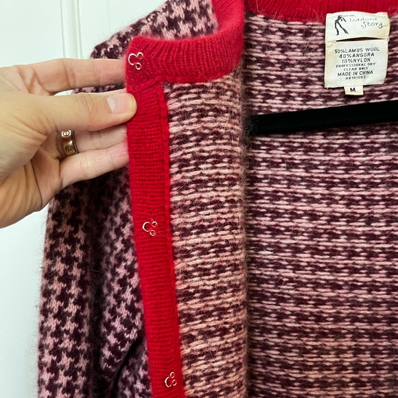 Vintage Houndstooth Wool blend Cardigan, Isadora Story, US Medium (4/6) - Picture 5 of 6
